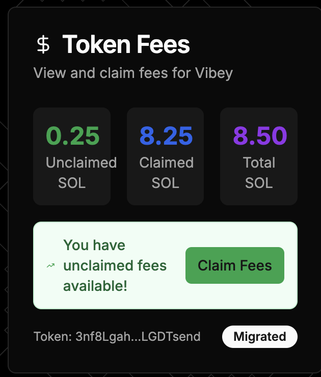 Creator Fees Screenshot